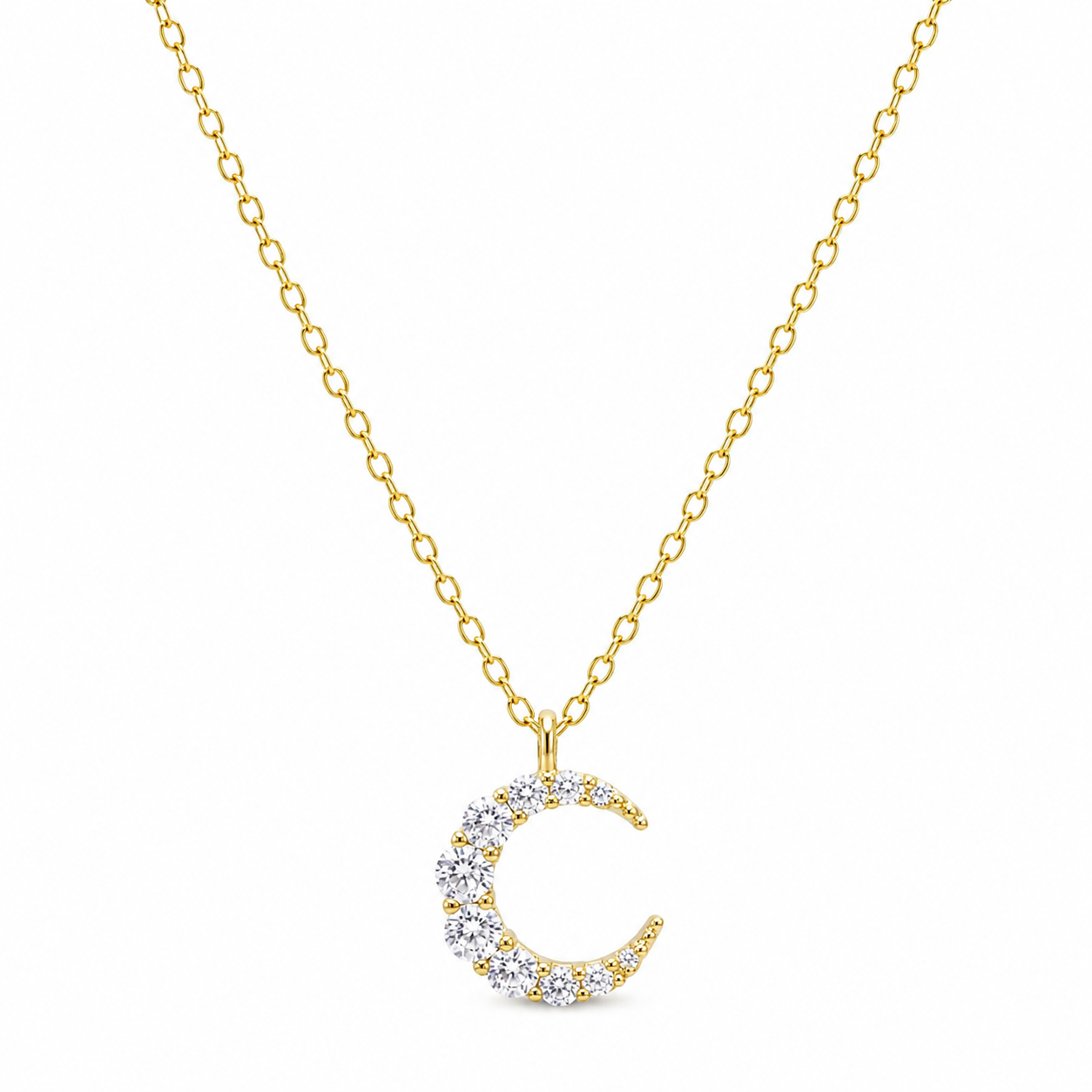 Celeste Gold Crystal Moon Necklace