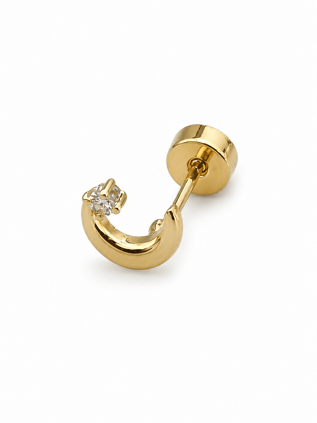 Phoebe Gold Crystal Moon Stud Earrings, front view
