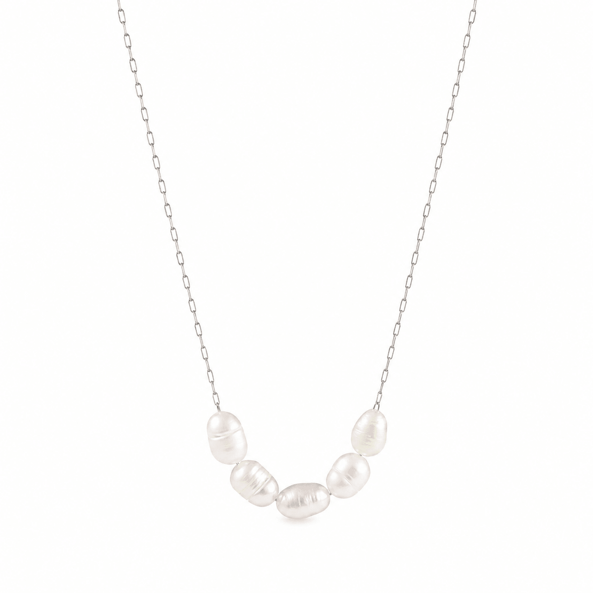 Woman wearing the Nora Gold Pearl Cluster Necklace