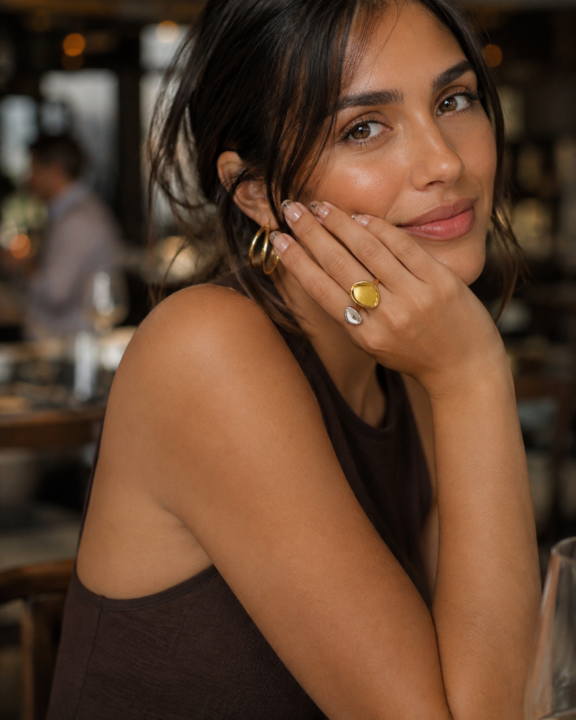 Daphne Gold Bar Open Ring