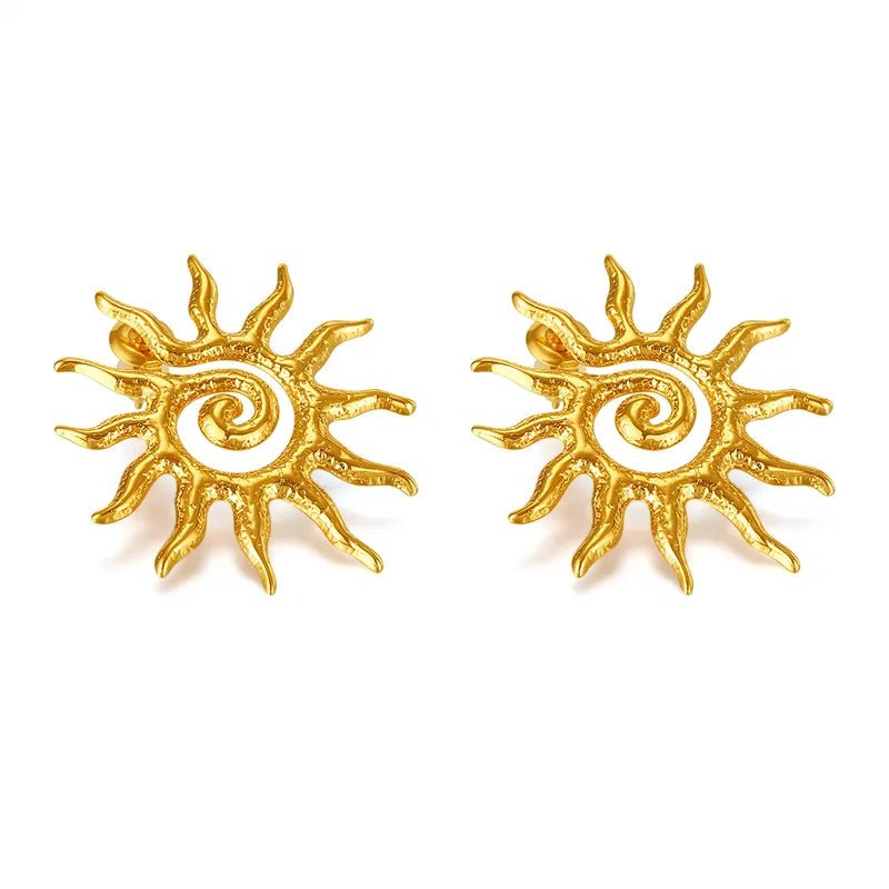 Vivian Gold Sun Stud Earrings, front view