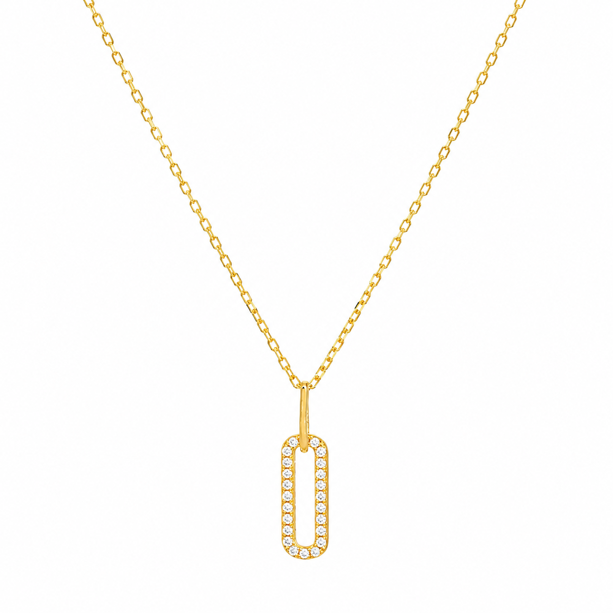 Juliette Gold Crystal Pendant Necklace, white CZ on 18K gold vermeil over 925 sterling silver