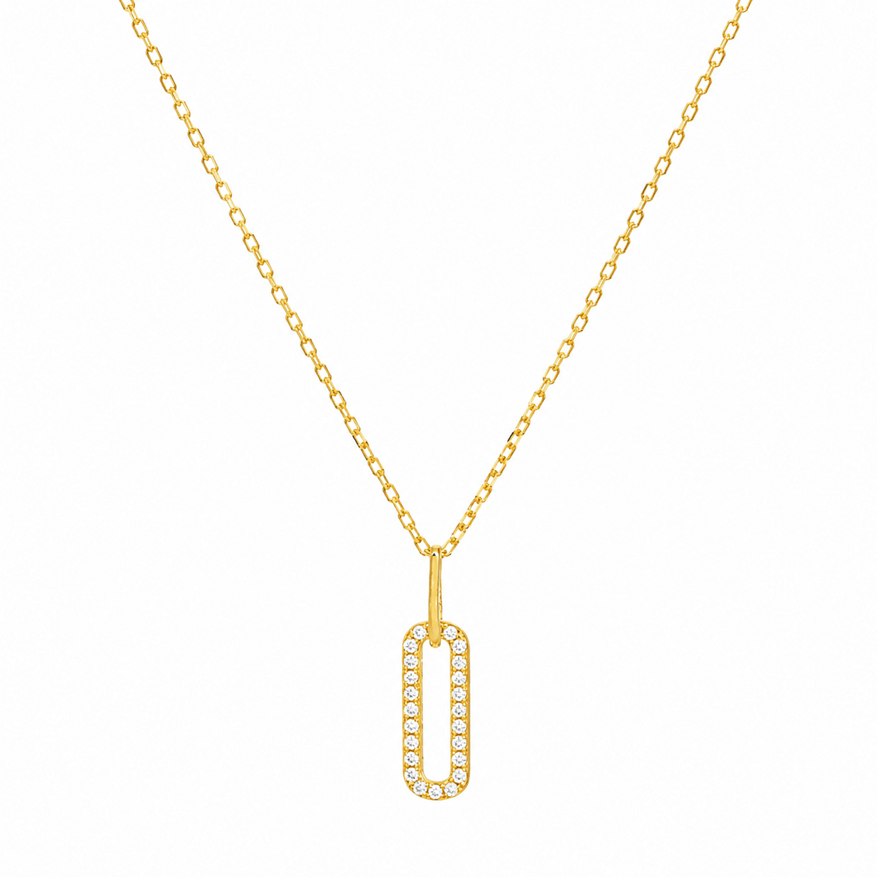Juliette Gold Crystal Pendant Necklace, white CZ on 18K gold vermeil over 925 sterling silver