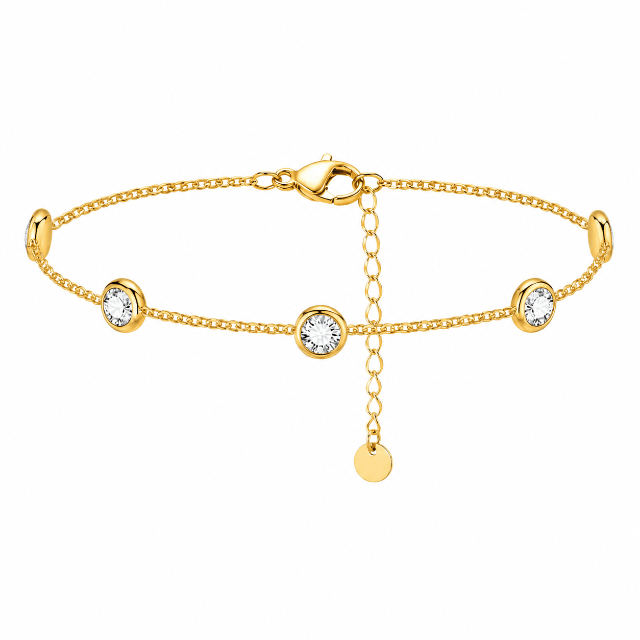 Willa Gold Bar & Crystal Station Bracelet, front view