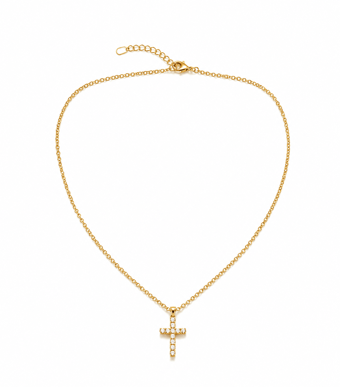 Greer Gold Cross Pendant Necklace, product shot on a white background.