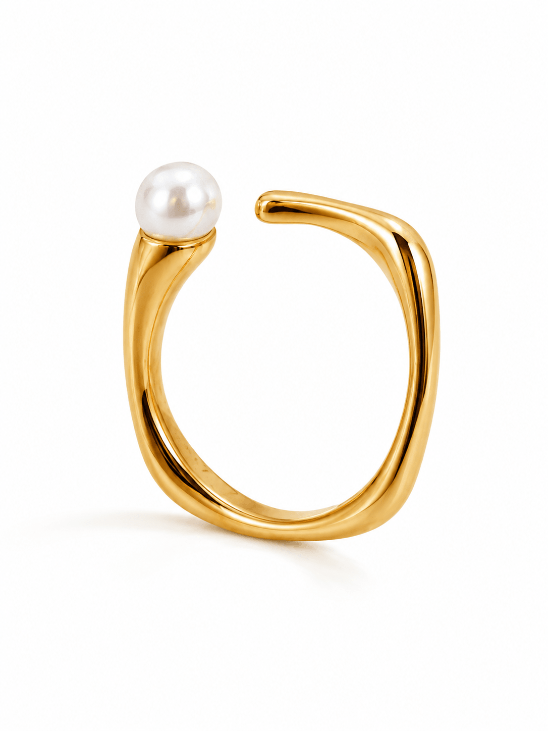 Romy Pearl Open Ring, front view