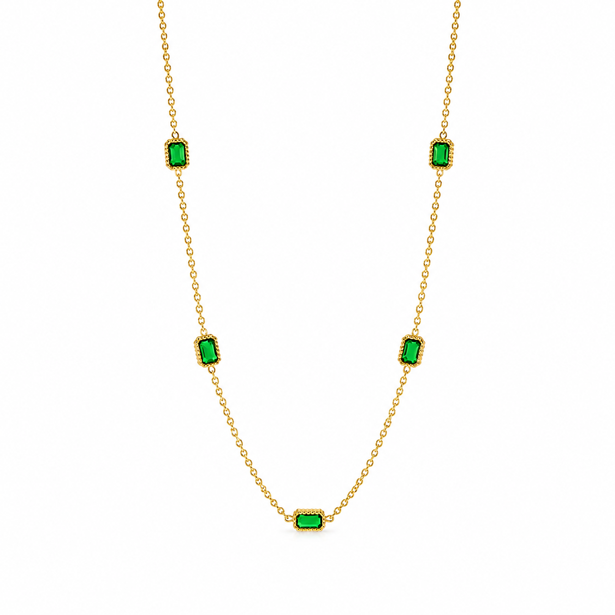 Mila Gold Rectangle Station Necklace