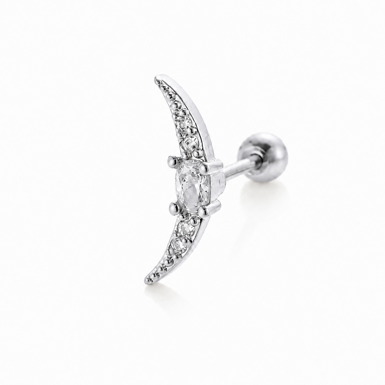 Daisy Gold Crystal Crescent Moon Stud Earrings, additional view