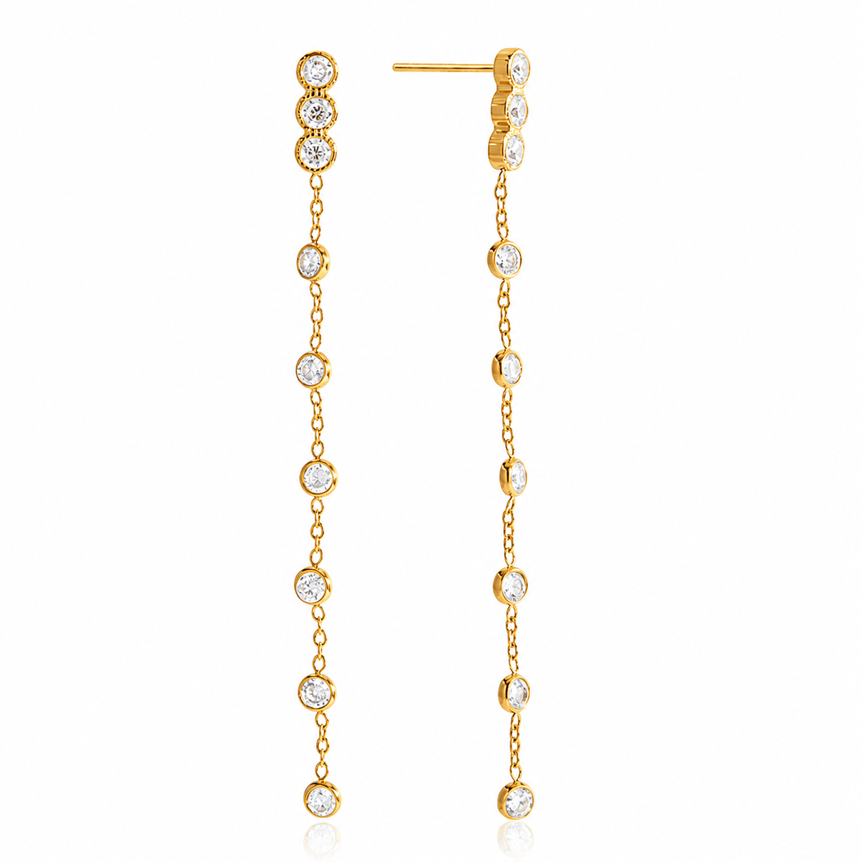 Cleo Gold Crystal Drop Earrings, front view