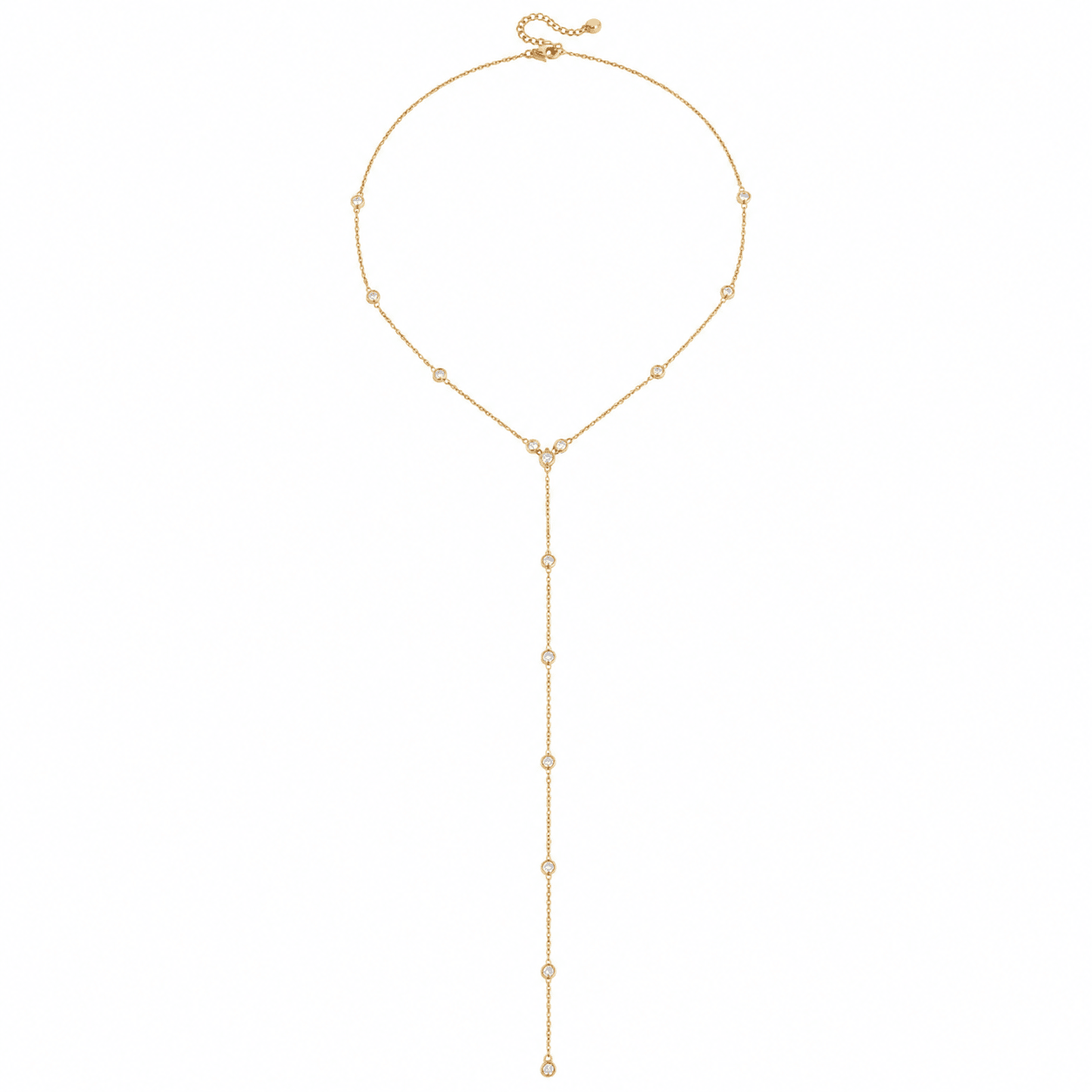 Eva Gold Y-Chain Necklace, front view