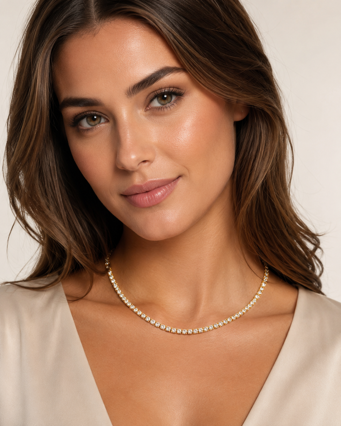 Emilia Gold Tennis Chain Necklace, detail