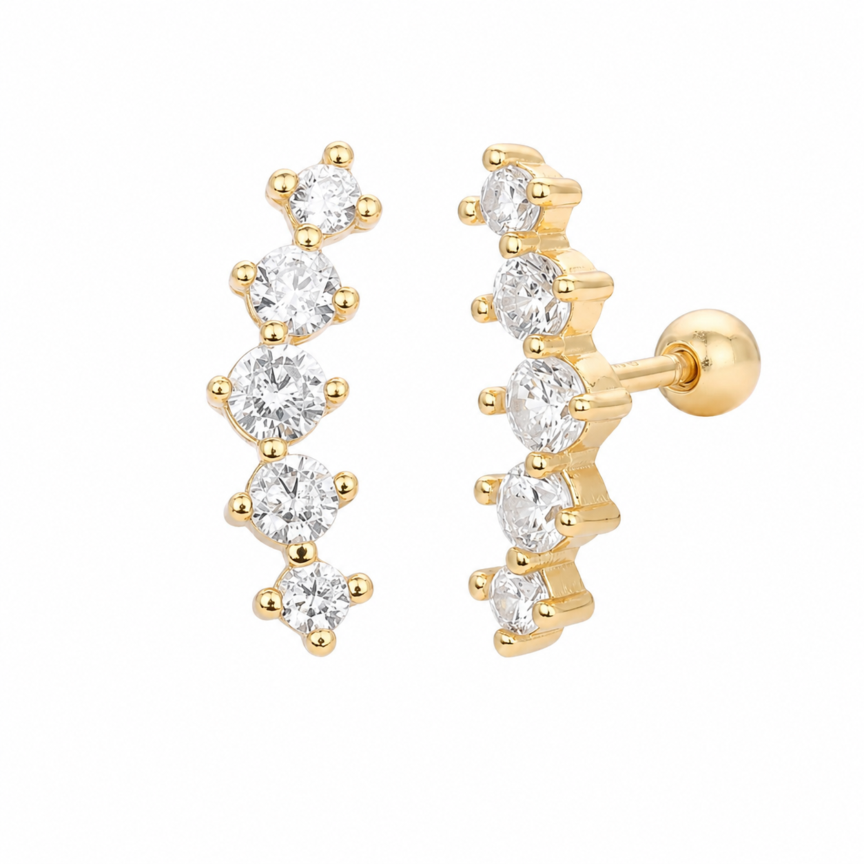 Zoe Gold Crystal Threaded Stud Earrings