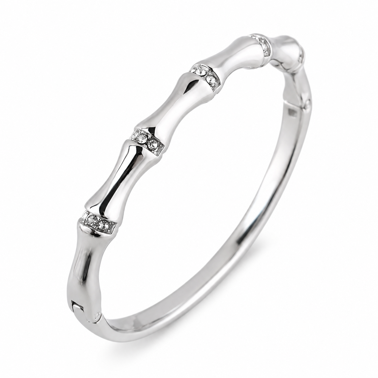 Elisa Gold Bamboo Crystal Bangle, additional view