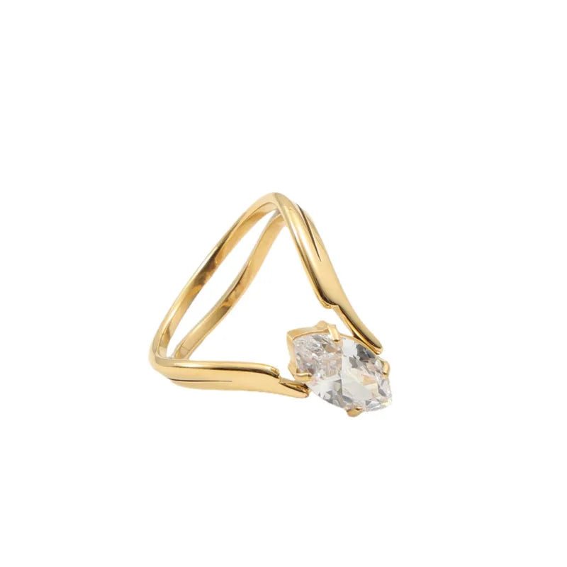 Valentina Gold Marquise Crystal Ring, front view