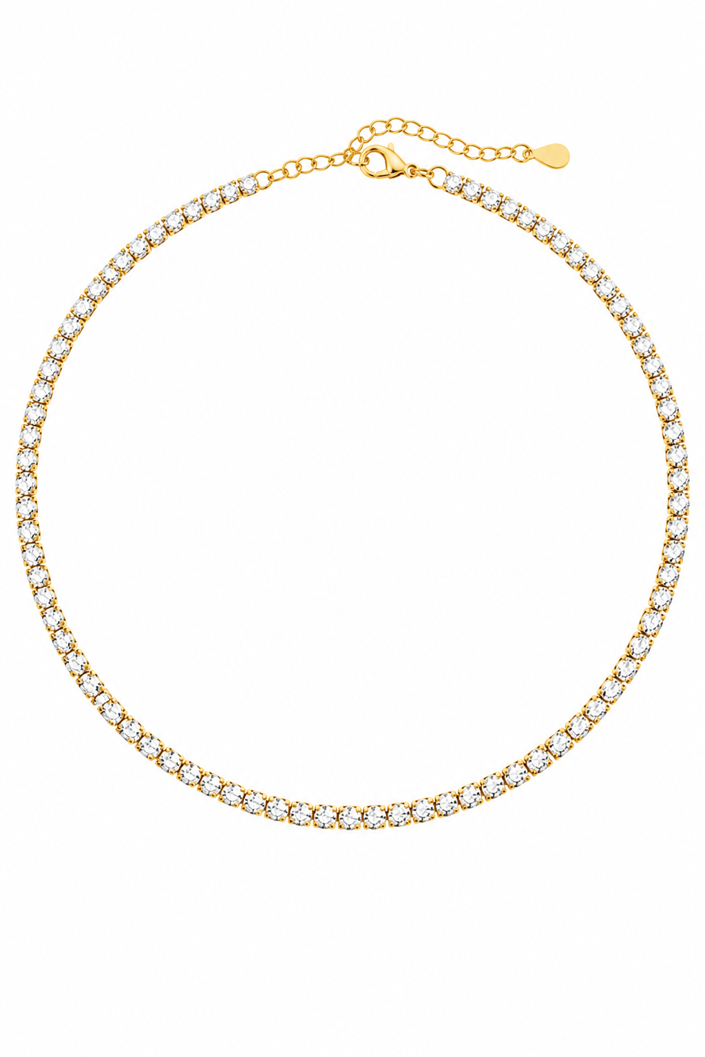 Emilia Gold Tennis Chain Necklace, front view