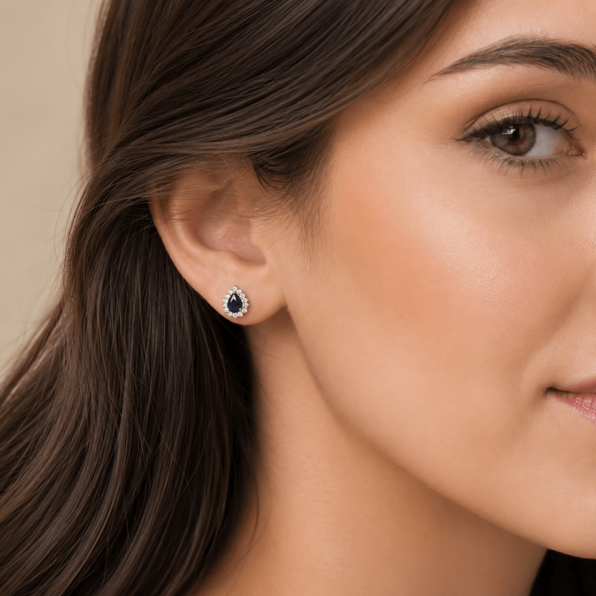 Back view of Noa silver teardrop stud earrings showing the lever-back closure