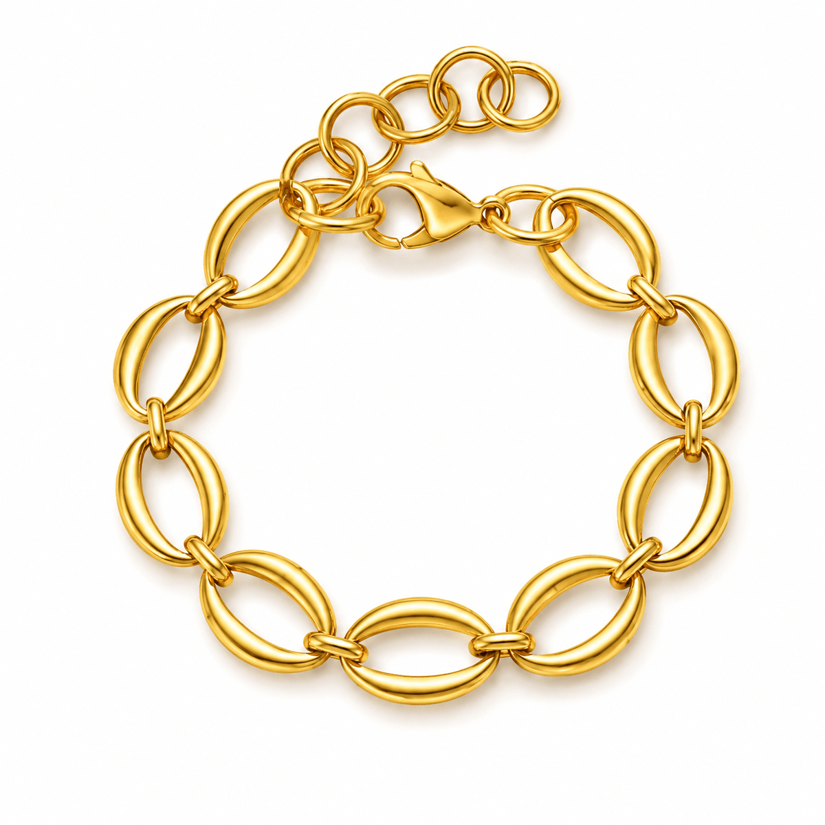 Greta Gold Oval Link Chain Bracelet, front view