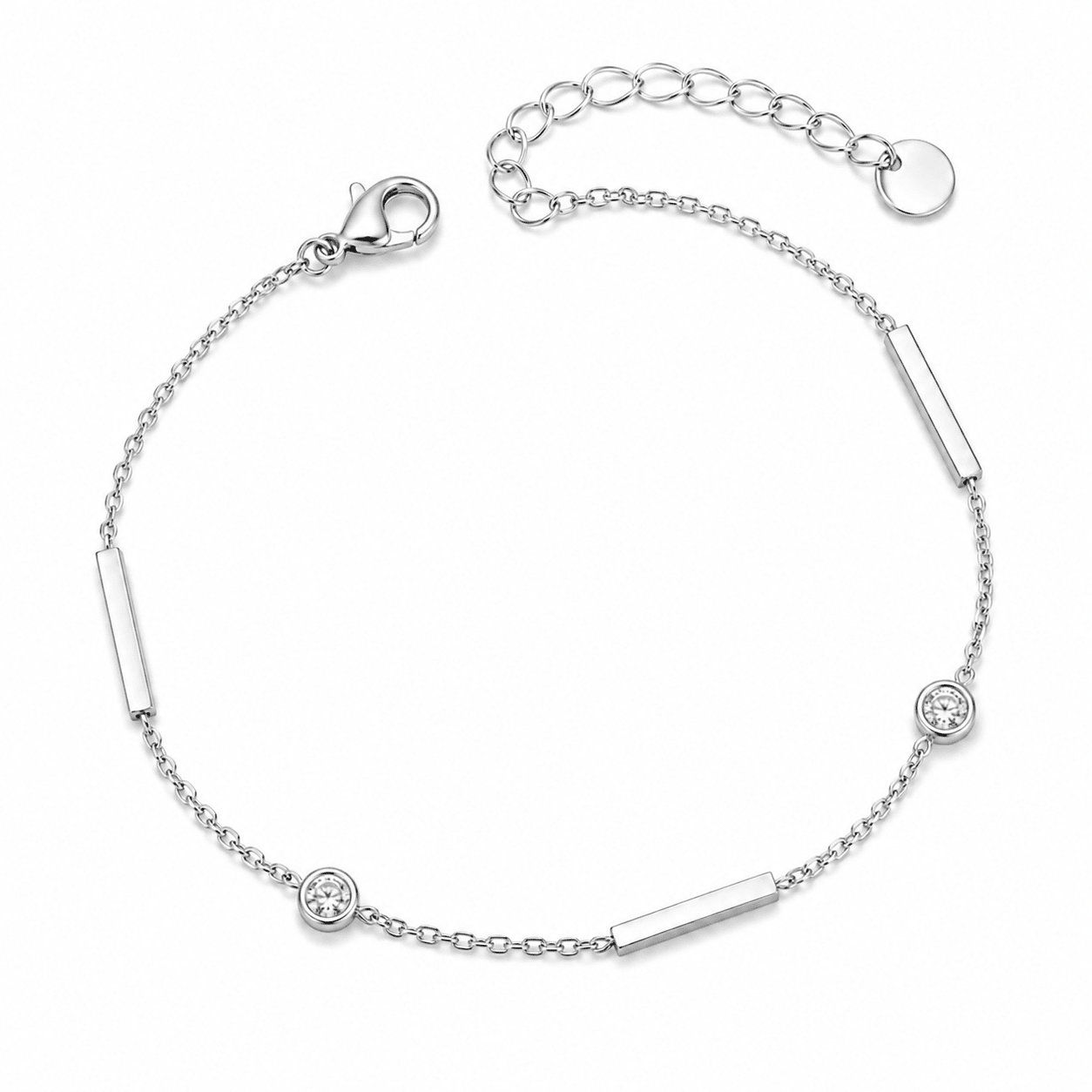 Lumina Silver Bar Station Bracelet, front view