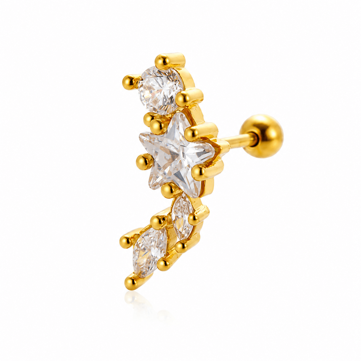 Celeste Gold Crystal Ear Climber Earrings, front view