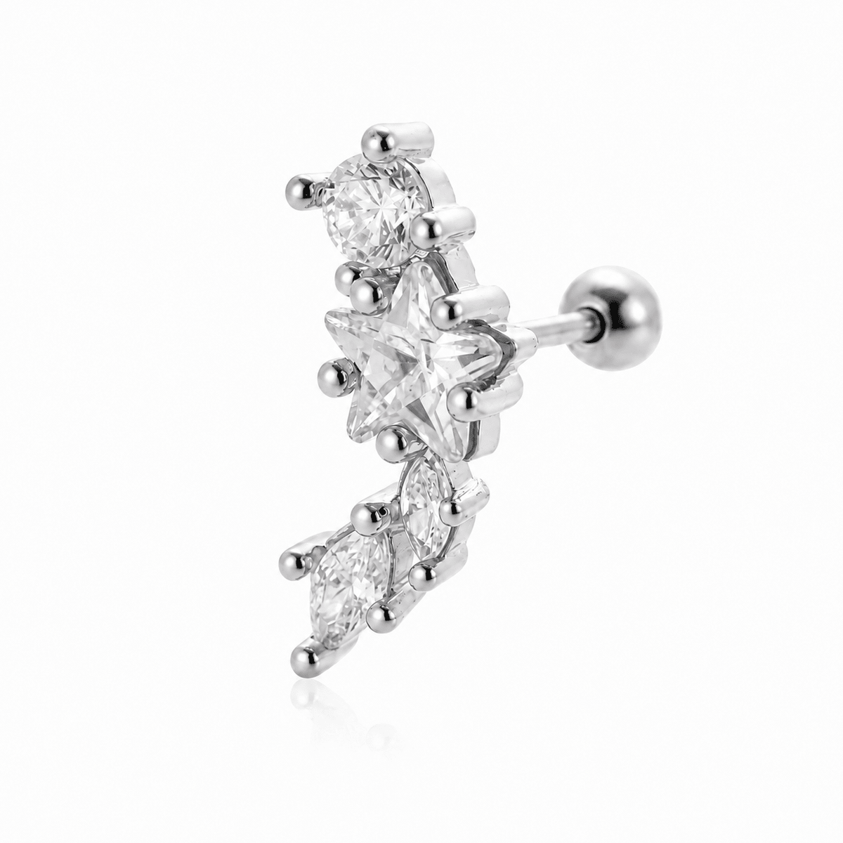 Side view of Celeste Gold Crystal Ear Climber Earrings showing the climber shape