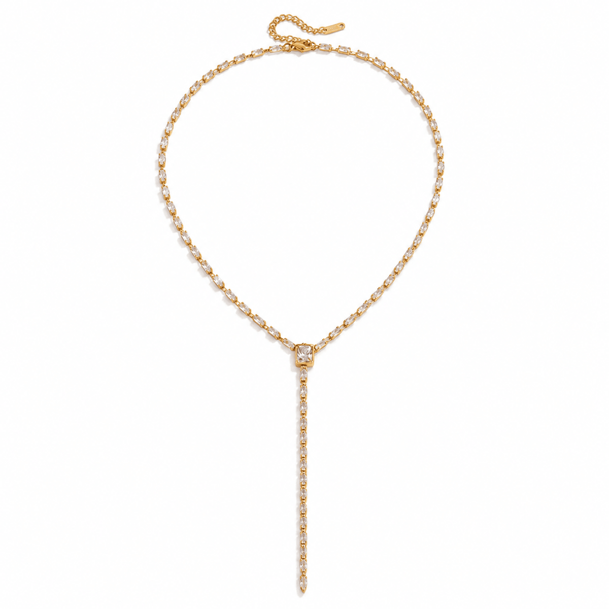 Ines Gold Y-Chain Necklace, front view