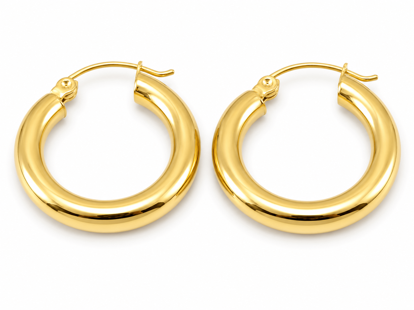 Jolie Gold Hoop Earrings, product shot on white background.