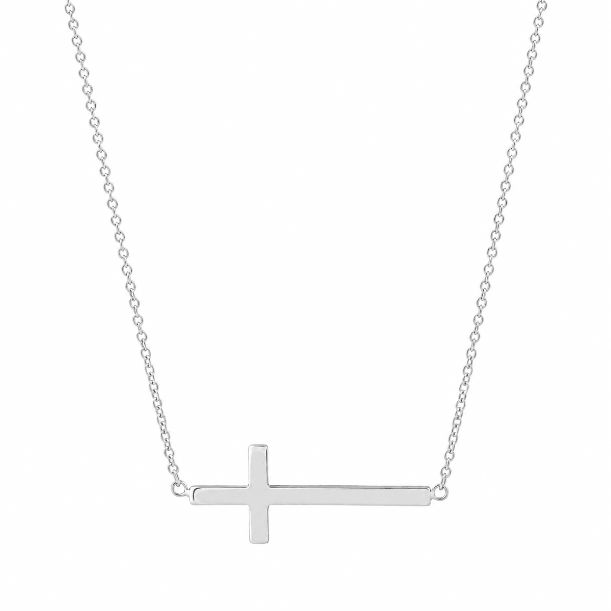 Woman wearing the Stella Gold Cross Necklace