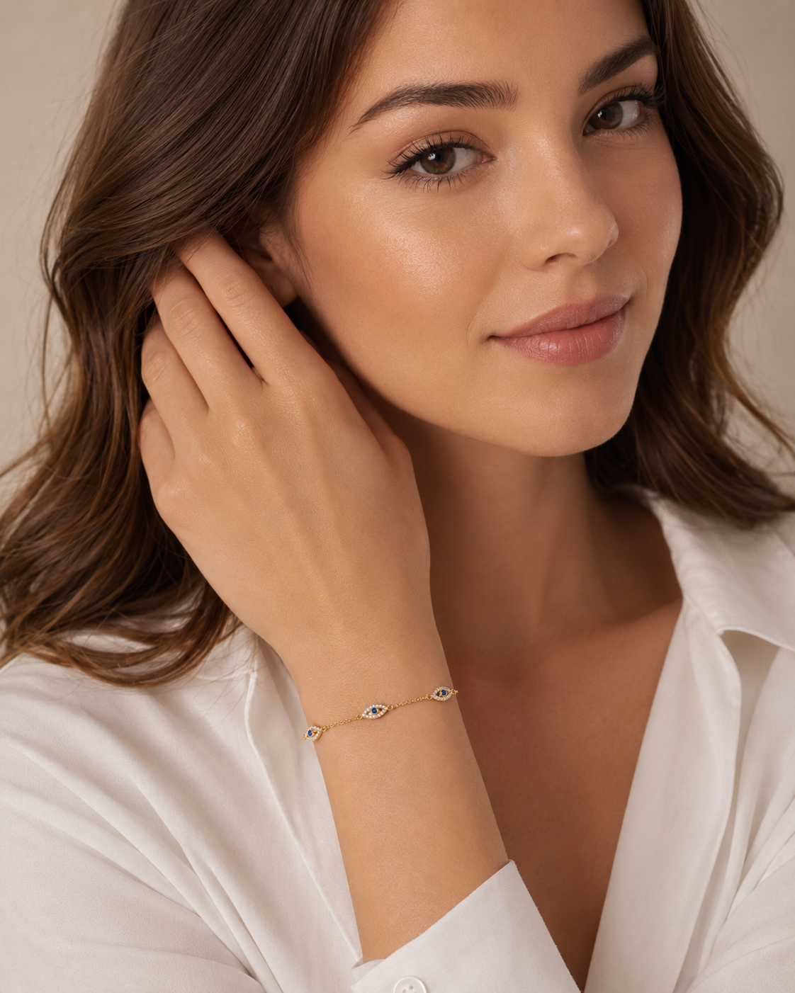 Marlowe Silver Evil Eye Bracelet, additional view