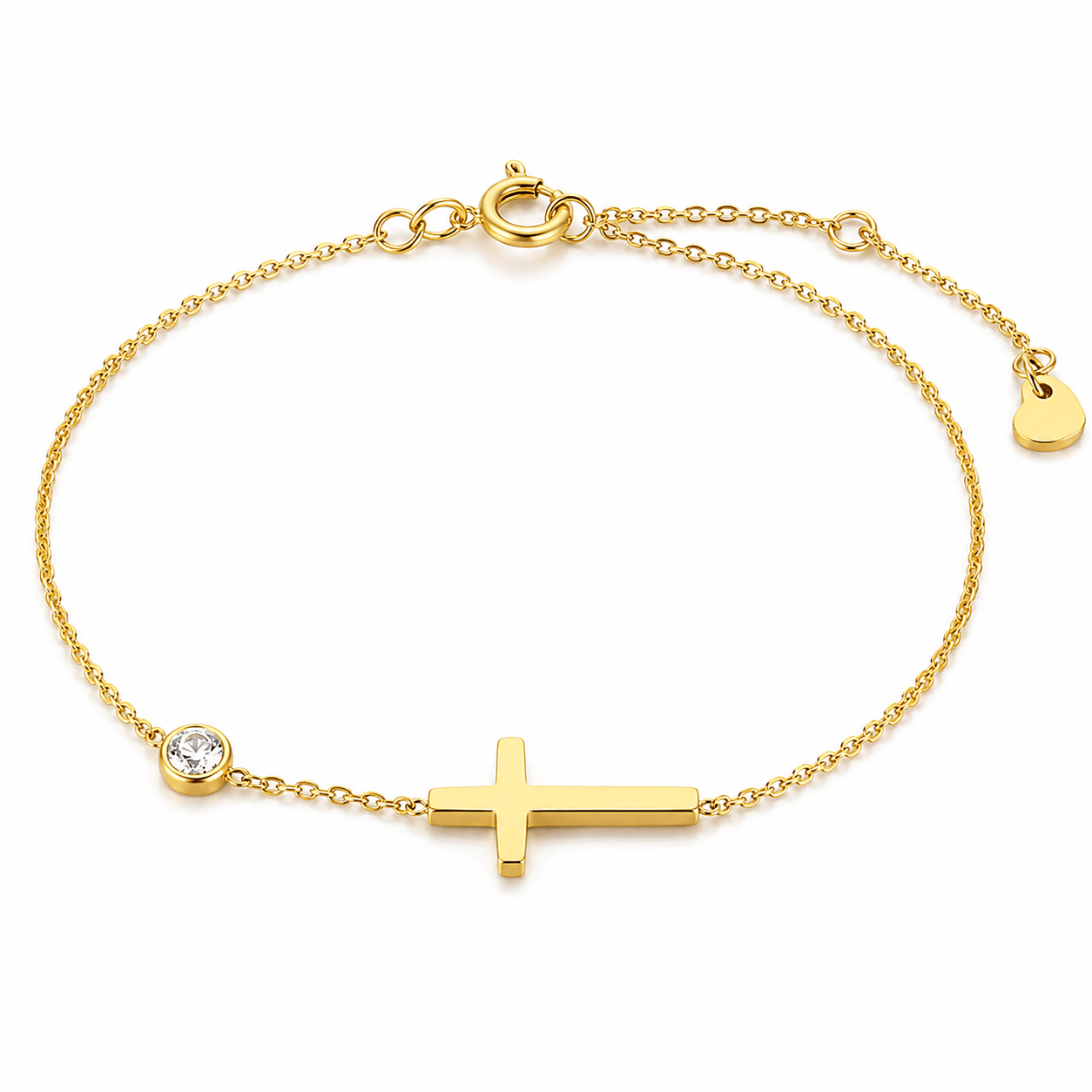 Veritas Gold Cross Bracelet, front view