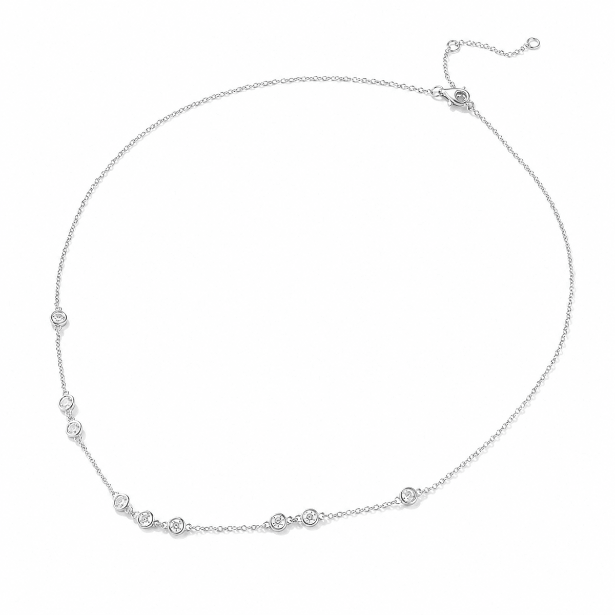 Woman wearing the Renata Gold Twin Crystal Necklace