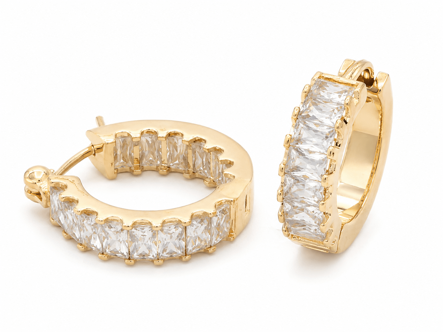 Noor Gold Crystal Bar Hoop Earrings, front view