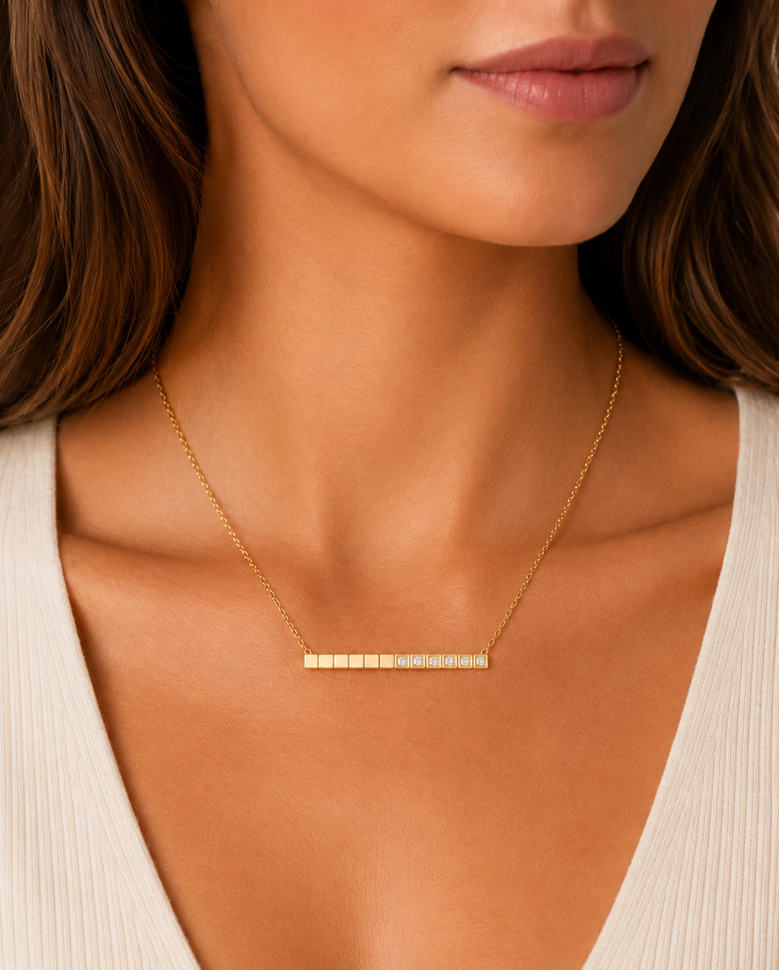 Opal Gold Bar Necklace, additional view