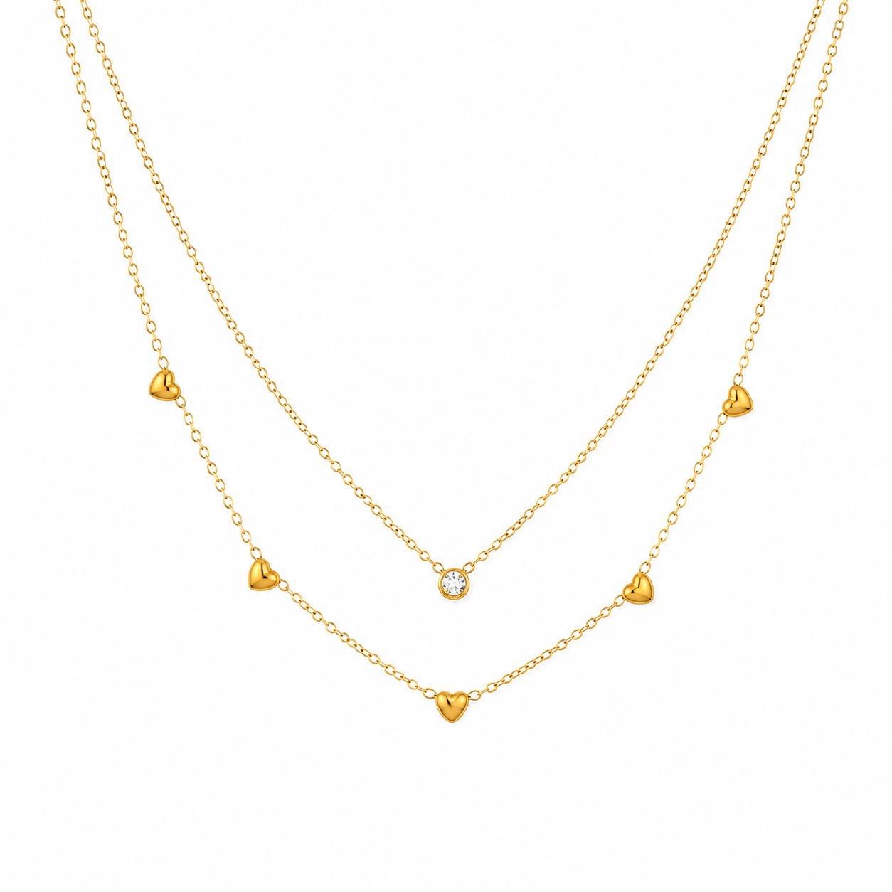 Elaina Gold Layered Heart Necklace