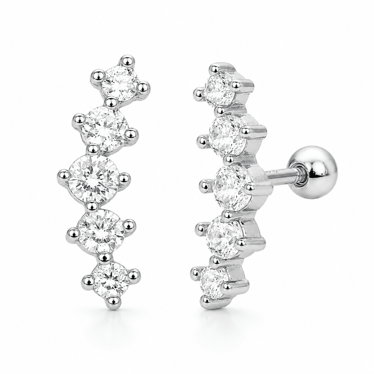 Close-up of Celestia Crystal Star Climber Earrings showing the star crystals
