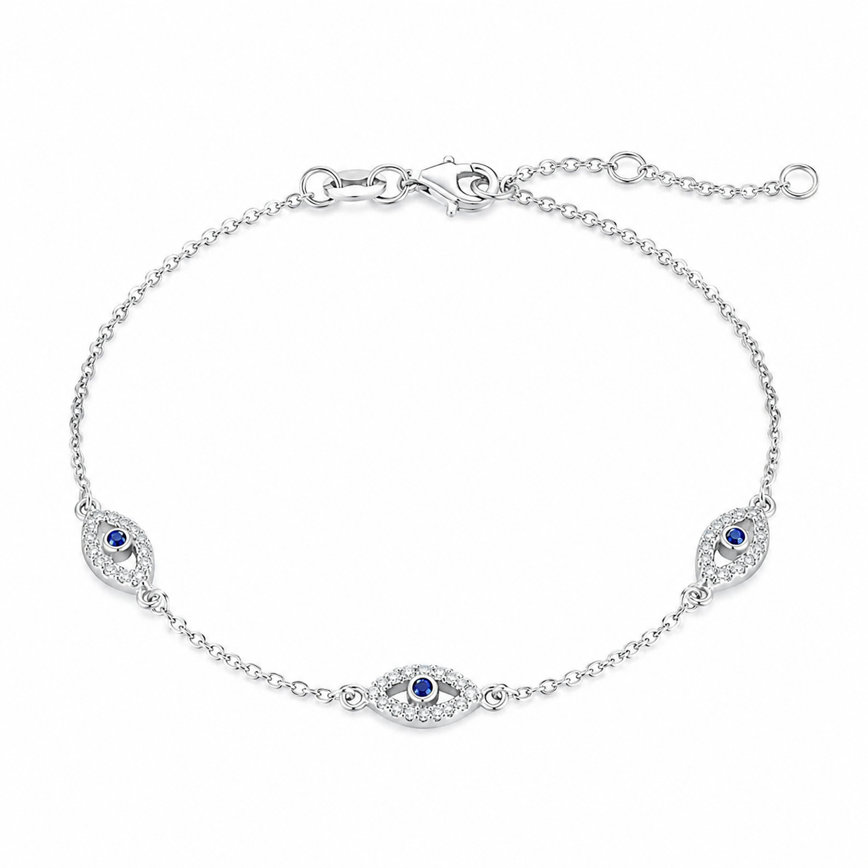 Marlowe Silver Evil Eye Bracelet, styled