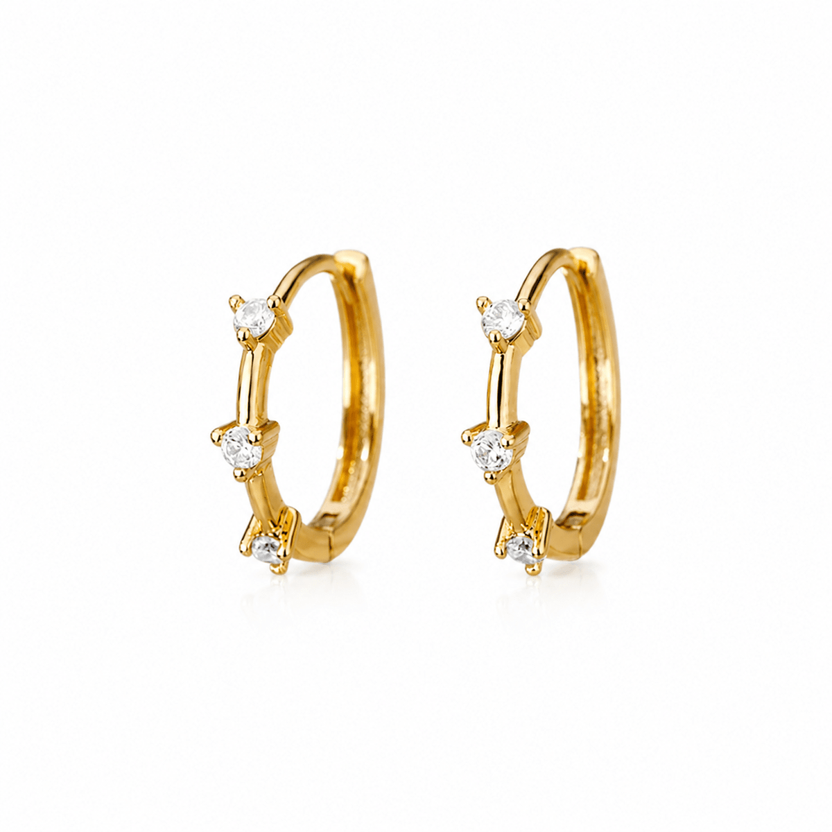 Demi Gold Crystal Huggie Hoop Earrings, front view