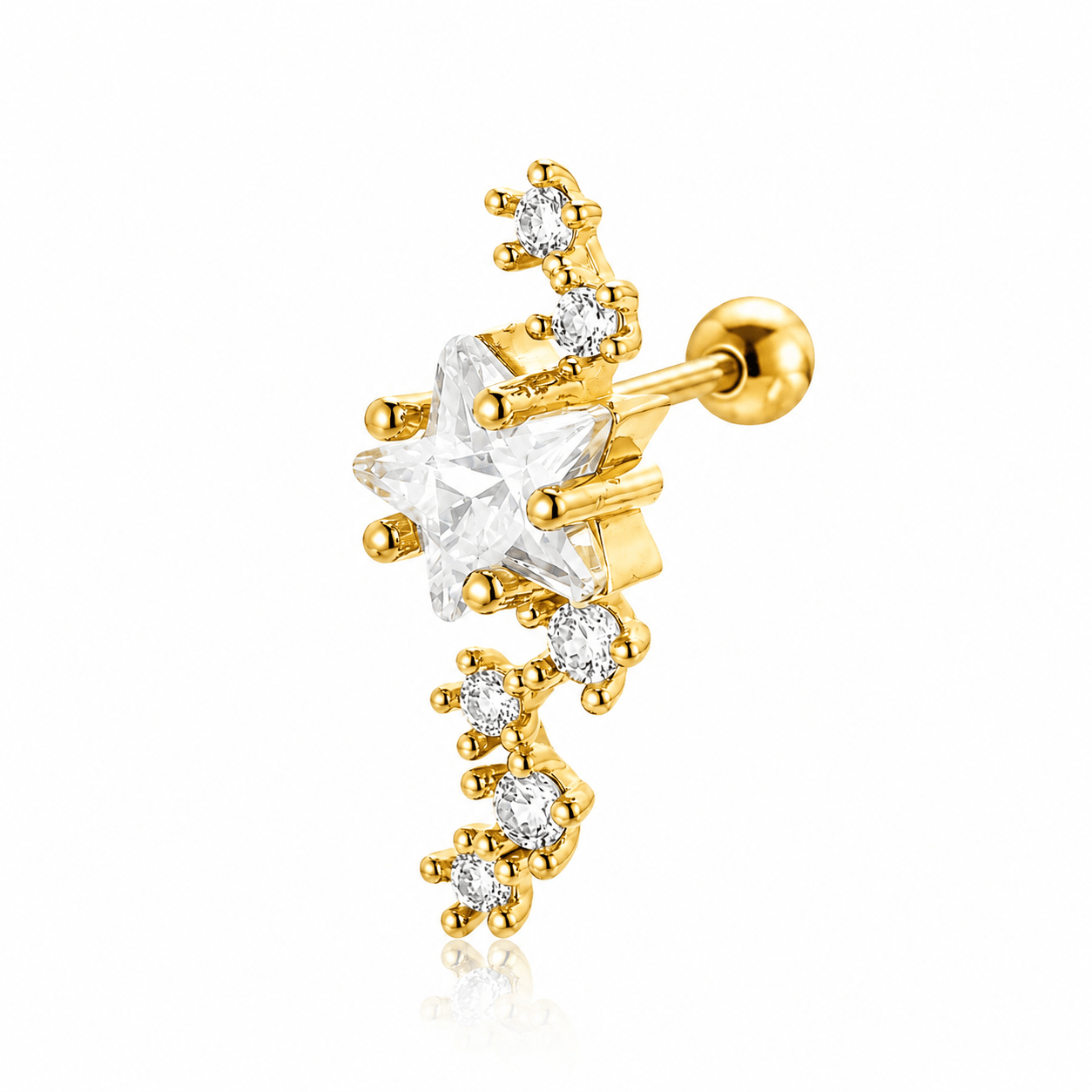 Stella Gold Crystal Star Climber Earrings, front view