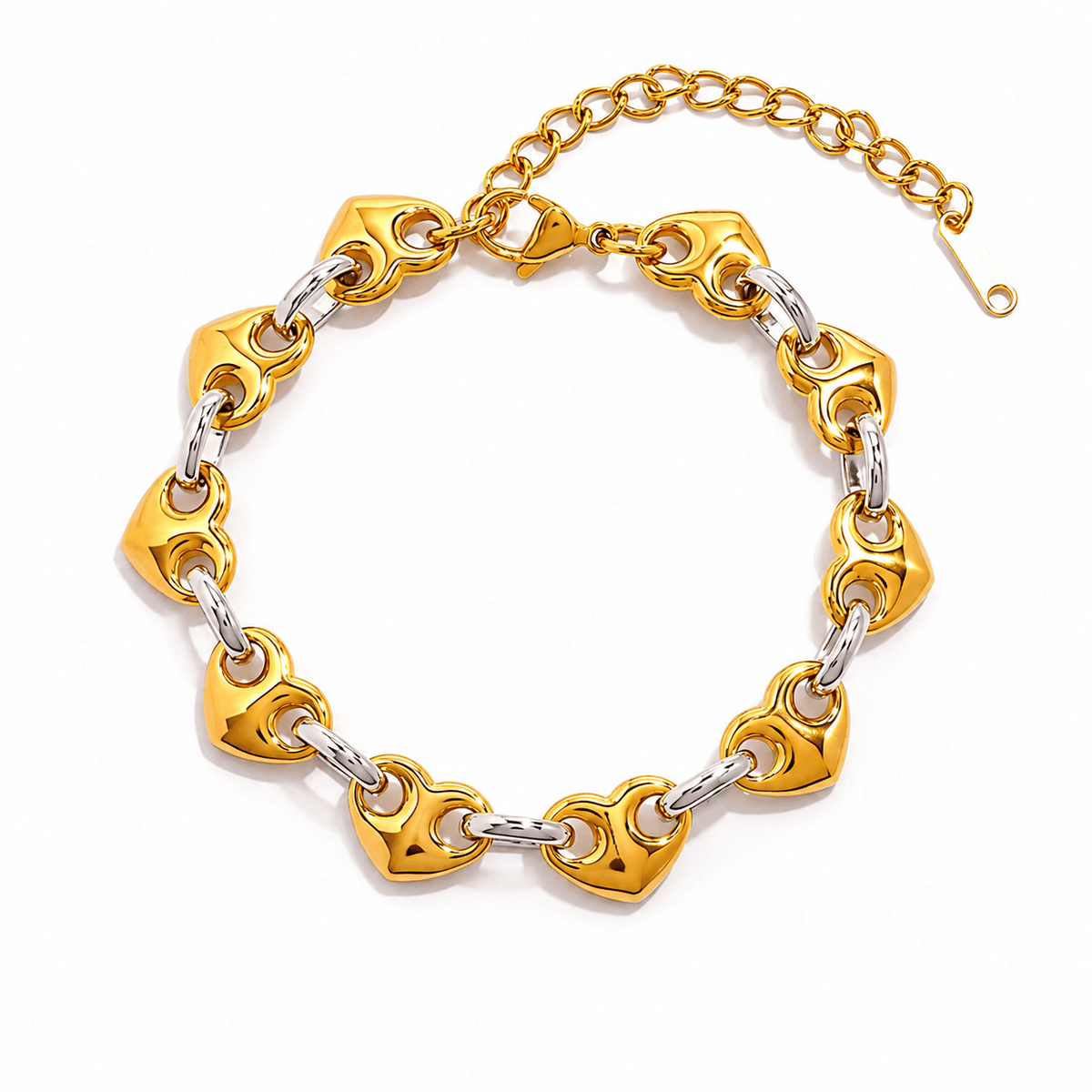 Lucia Two-Tone Heart Link Bracelet, front view