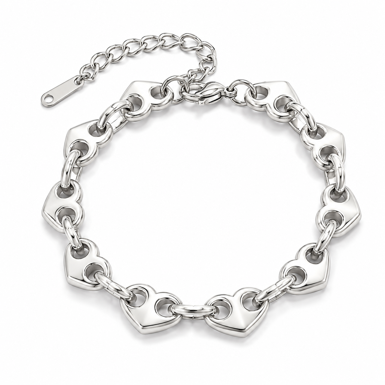 Lucia Gold Heart Link Bracelet, styled