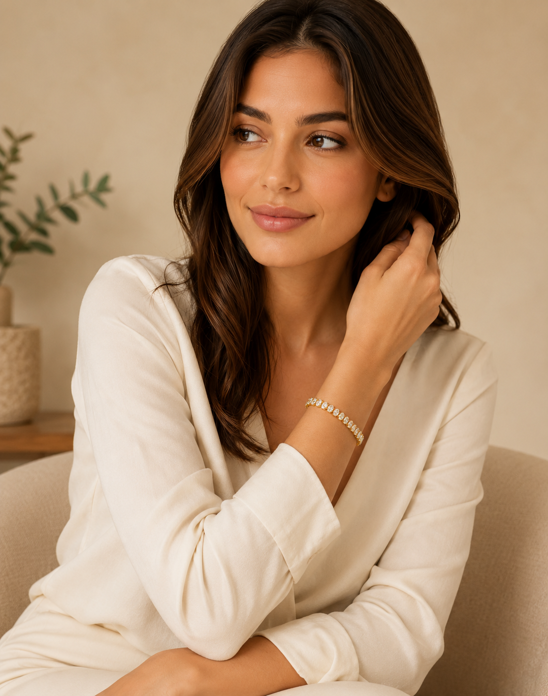 Gabriela Gold Tennis Bracelet, detail