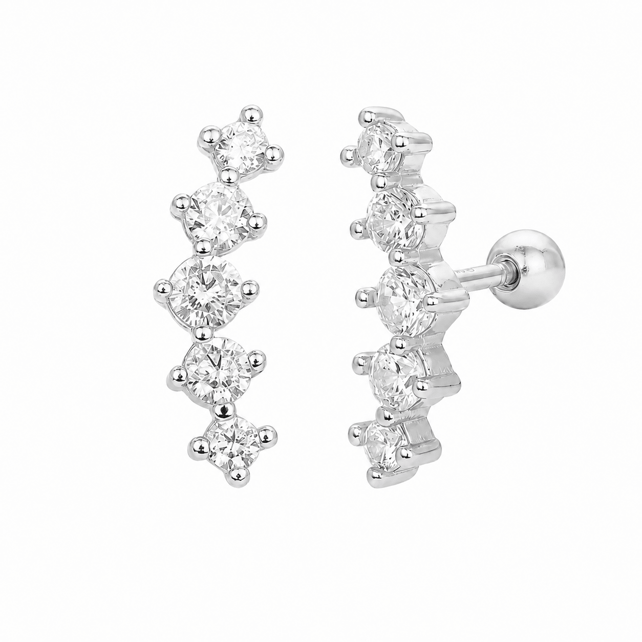 Woman wearing the Zoe Gold Crystal Threaded Stud Earrings