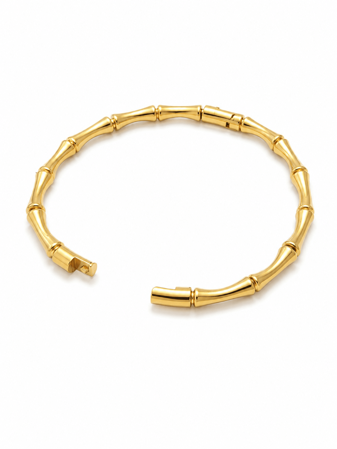 Side view of Elena Gold Sculptural Bangle Bracelet showing the sculptural knot