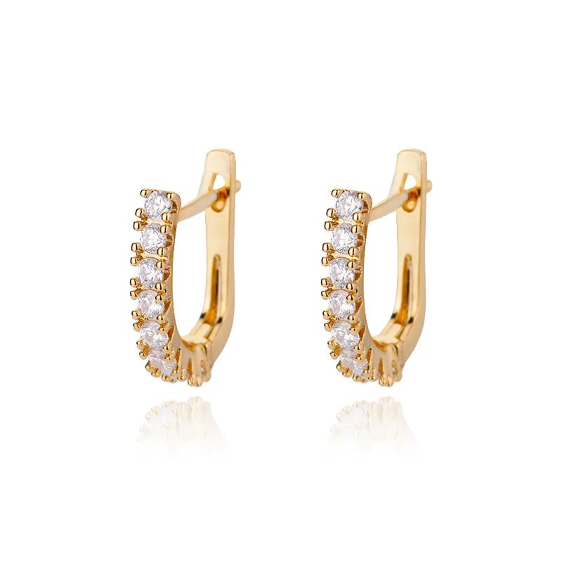 Solene Gold Crystal Hoop Earrings, front view