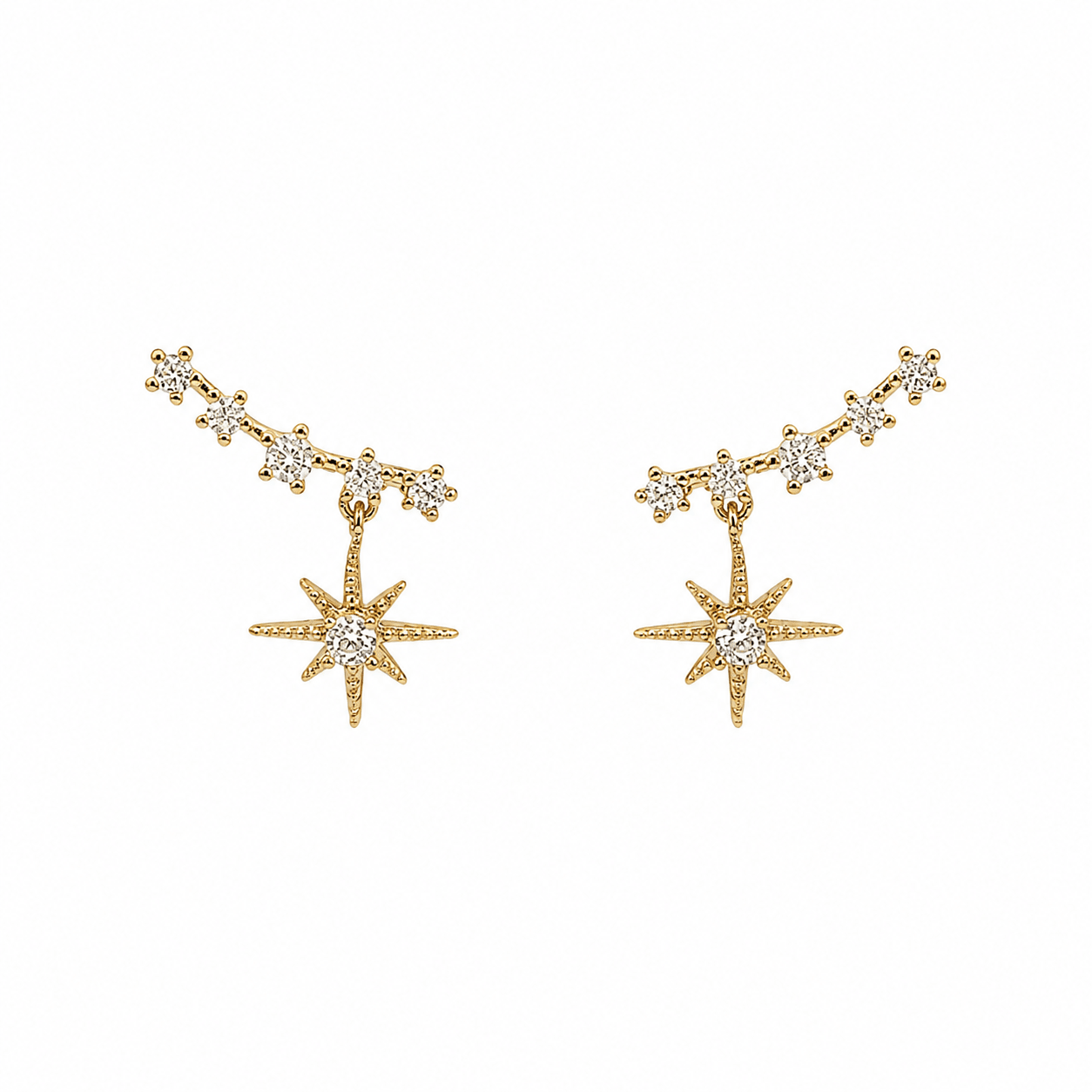 Maeve Gold Star Drop Earrings, front view