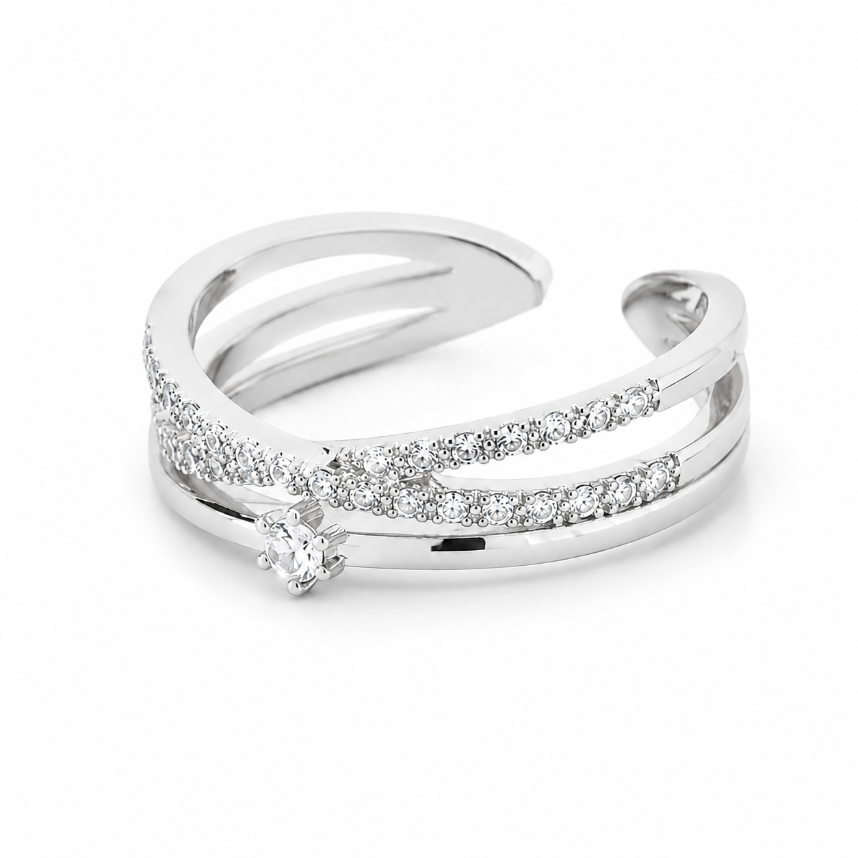 Camille Gold Crystal Open Ring, detail
