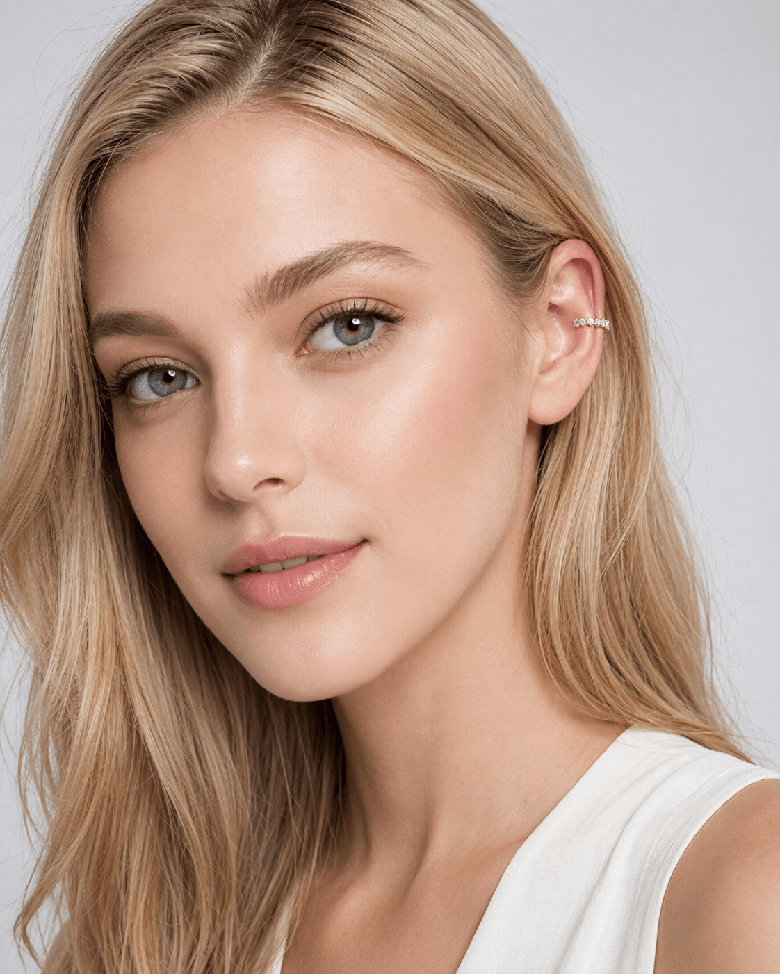 Close-up of Mariana Gold Crystal Ear Cuff showing the crystal setting