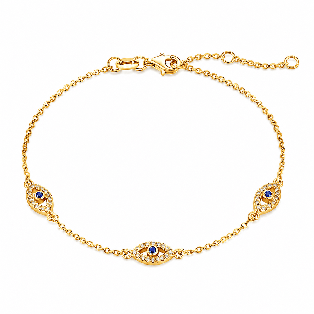 Marlowe Silver Evil Eye Bracelet, front view
