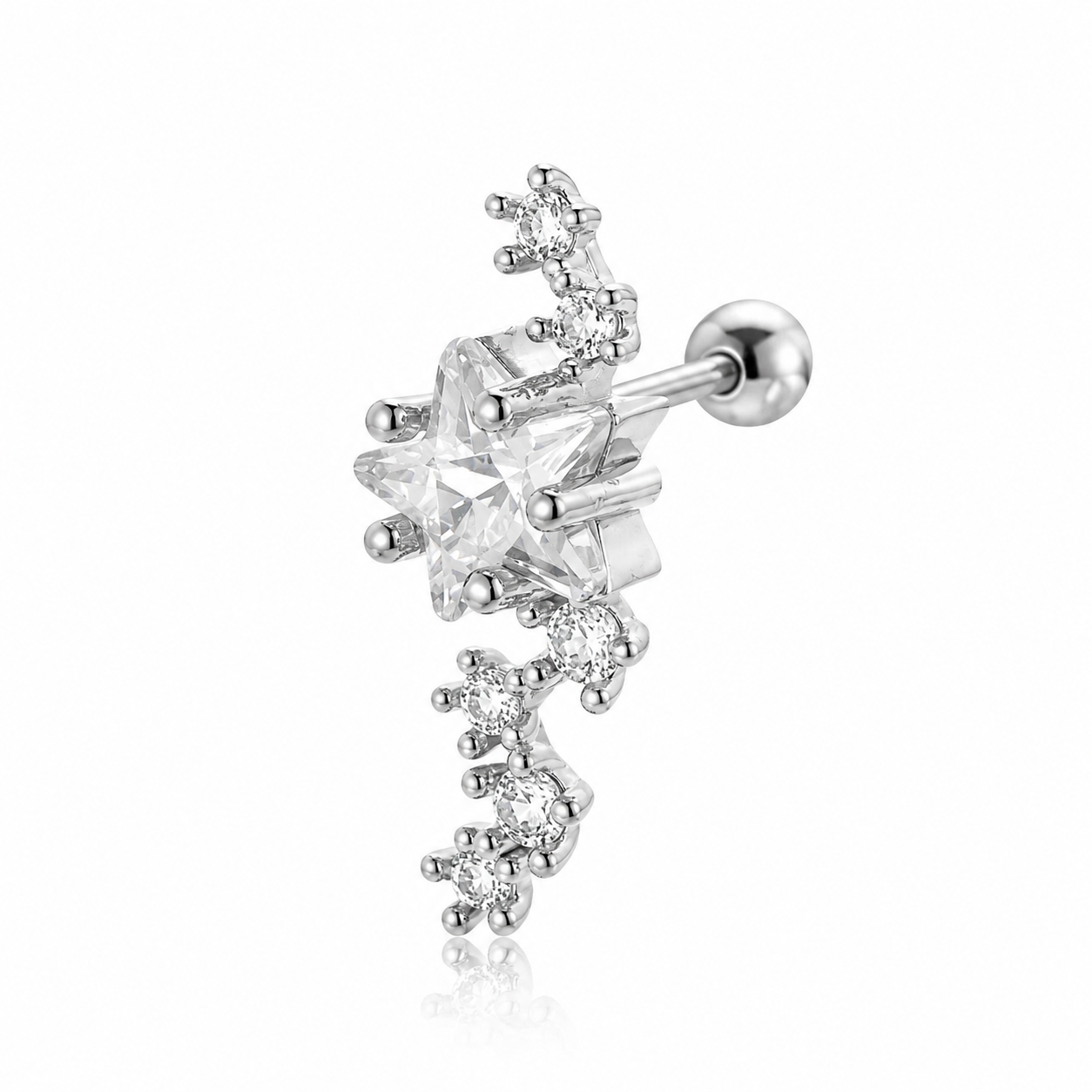 Stella Gold Crystal Star Climber Earrings, styled