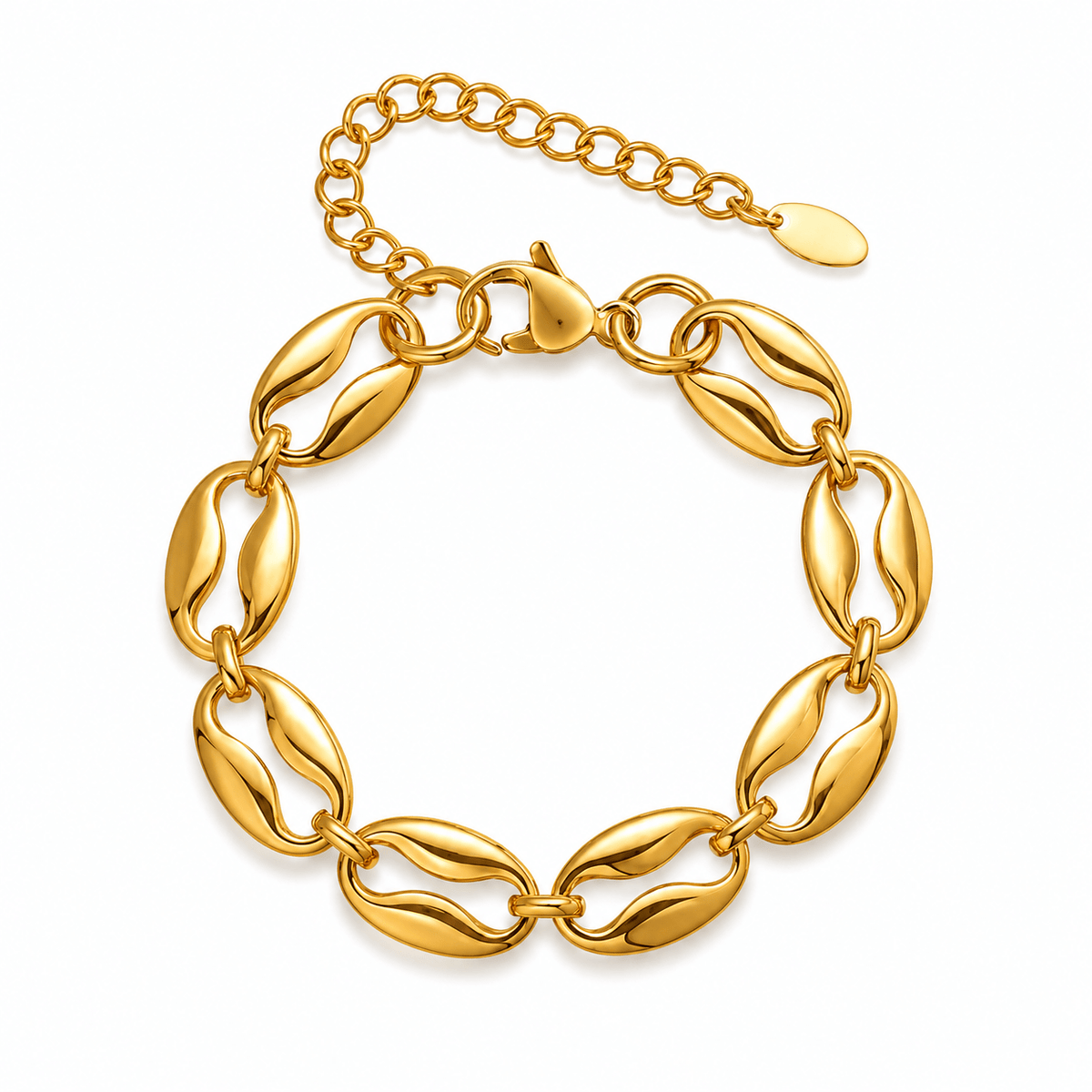 Simone Gold Oval Link Chain Bracelet, front view