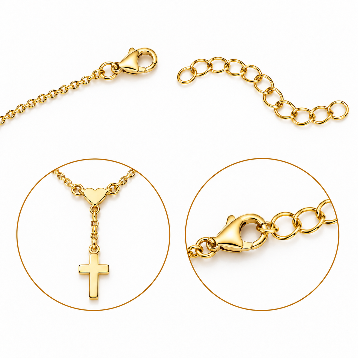Delphine Heart and Cross Lariat Necklace